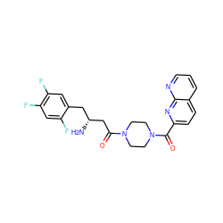 N[C@@H](CC(=O)N1CCN(C(=O)c2ccc3cccnc3n2)CC1)Cc1cc(F)c(F)cc1F ZINC000084712307