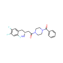 N[C@@H](CC(=O)N1CCN(C(=O)c2ccccc2)CC1)Cc1cc(F)c(F)cc1F ZINC000084690995