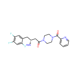 N[C@@H](CC(=O)N1CCN(C(=O)c2ccccn2)CC1)Cc1cc(F)c(F)cc1F ZINC000084672500