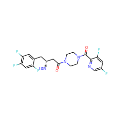 N[C@@H](CC(=O)N1CCN(C(=O)c2ncc(F)cc2F)CC1)Cc1cc(F)c(F)cc1F ZINC000084671633