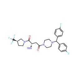 N[C@@H](CC(=O)N1CCN(C(c2ccc(F)cc2)c2ccc(F)cc2)CC1)C(=O)N1CC[C@@H](C(F)(F)F)C1 ZINC000653856838