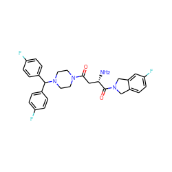 N[C@@H](CC(=O)N1CCN(C(c2ccc(F)cc2)c2ccc(F)cc2)CC1)C(=O)N1Cc2ccc(F)cc2C1 ZINC000072106431