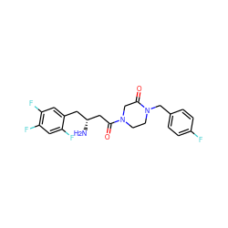 N[C@@H](CC(=O)N1CCN(Cc2ccc(F)cc2)C(=O)C1)Cc1cc(F)c(F)cc1F ZINC000071340645