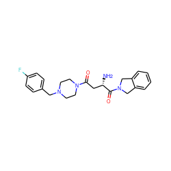 N[C@@H](CC(=O)N1CCN(Cc2ccc(F)cc2)CC1)C(=O)N1Cc2ccccc2C1 ZINC000072105482