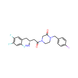 N[C@@H](CC(=O)N1CCN(Cc2ccc(I)cc2)C(=O)C1)Cc1cc(F)c(F)cc1F ZINC000071331168