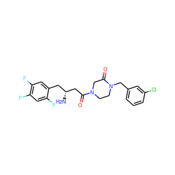 N[C@@H](CC(=O)N1CCN(Cc2cccc(Cl)c2)C(=O)C1)Cc1cc(F)c(F)cc1F ZINC000071341135