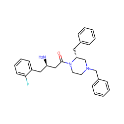 N[C@@H](CC(=O)N1CCN(Cc2ccccc2)C[C@H]1Cc1ccccc1)Cc1ccccc1F ZINC000028387918