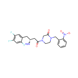 N[C@@H](CC(=O)N1CCN(Cc2ccccc2[N+](=O)[O-])C(=O)C1)Cc1cc(F)c(F)cc1F ZINC000071331367