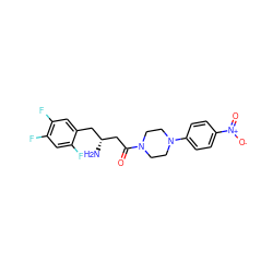 N[C@@H](CC(=O)N1CCN(c2ccc([N+](=O)[O-])cc2)CC1)Cc1cc(F)c(F)cc1F ZINC000084688152