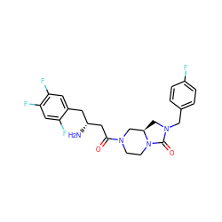 N[C@@H](CC(=O)N1CCN2C(=O)N(Cc3ccc(F)cc3)C[C@@H]2C1)Cc1cc(F)c(F)cc1F ZINC000064437155