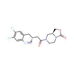 N[C@@H](CC(=O)N1CCN2C(=O)OC[C@@H]2C1)Cc1cc(F)c(F)cc1F ZINC000064453593