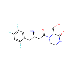 N[C@@H](CC(=O)N1CCNC(=O)[C@H]1CO)Cc1cc(F)c(F)cc1F ZINC000071333631