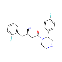 N[C@@H](CC(=O)N1CCNC[C@H]1c1ccc(F)cc1)Cc1ccccc1F ZINC000028362857