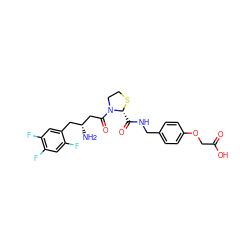 N[C@@H](CC(=O)N1CCS[C@@H]1C(=O)NCc1ccc(OCC(=O)O)cc1)Cc1cc(F)c(F)cc1F ZINC000066074095