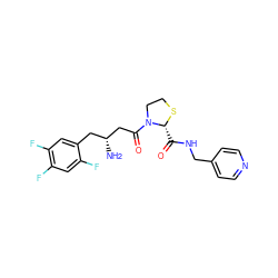 N[C@@H](CC(=O)N1CCS[C@@H]1C(=O)NCc1ccncc1)Cc1cc(F)c(F)cc1F ZINC000066066646