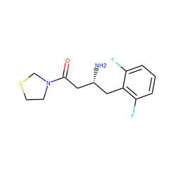 N[C@@H](CC(=O)N1CCSC1)Cc1c(F)cccc1F ZINC000028373470