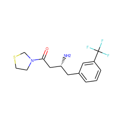 N[C@@H](CC(=O)N1CCSC1)Cc1cccc(C(F)(F)F)c1 ZINC000028371123