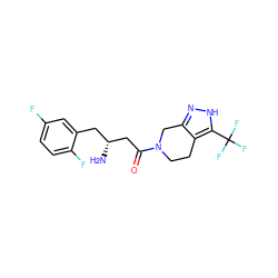 N[C@@H](CC(=O)N1CCc2c(n[nH]c2C(F)(F)F)C1)Cc1cc(F)ccc1F ZINC000014948971