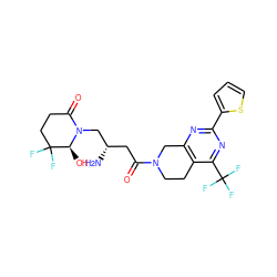 N[C@@H](CC(=O)N1CCc2c(nc(-c3cccs3)nc2C(F)(F)F)C1)CN1C(=O)CCC(F)(F)[C@@H]1O ZINC000043206647