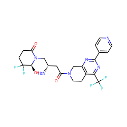 N[C@@H](CC(=O)N1CCc2c(nc(-c3ccncc3)nc2C(F)(F)F)C1)CN1C(=O)CCC(F)(F)[C@@H]1O ZINC000043206645