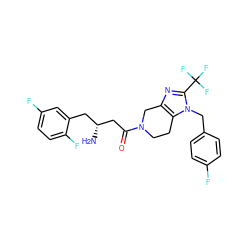 N[C@@H](CC(=O)N1CCc2c(nc(C(F)(F)F)n2Cc2ccc(F)cc2)C1)Cc1cc(F)ccc1F ZINC000028956694