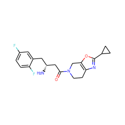 N[C@@H](CC(=O)N1CCc2nc(C3CC3)oc2C1)Cc1cc(F)ccc1F ZINC000014949013