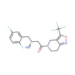 N[C@@H](CC(=O)N1CCc2noc(C(F)(F)F)c2C1)Cc1cc(F)ccc1F ZINC000014948968