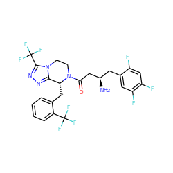 N[C@@H](CC(=O)N1CCn2c(nnc2C(F)(F)F)[C@H]1Cc1ccccc1C(F)(F)F)Cc1cc(F)c(F)cc1F ZINC000036311006