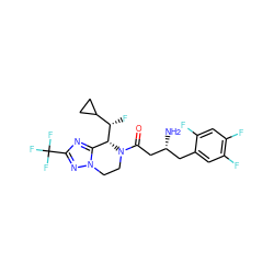 N[C@@H](CC(=O)N1CCn2nc(C(F)(F)F)nc2[C@@H]1[C@@H](F)C1CC1)Cc1cc(F)c(F)cc1F ZINC000013982519