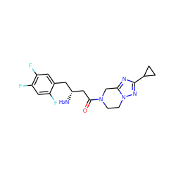 N[C@@H](CC(=O)N1CCn2nc(C3CC3)nc2C1)Cc1cc(F)c(F)cc1F ZINC000028958783