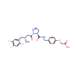 N[C@@H](CC(=O)N1N=CC[C@H]1C(=O)NCc1ccc(OCC(=O)O)cc1)Cc1cc(F)c(F)cc1F ZINC000045498474