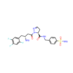 N[C@@H](CC(=O)N1N=CC[C@H]1C(=O)NCc1ccc(S(N)(=O)=O)cc1)Cc1cc(F)c(F)cc1F ZINC000040862728