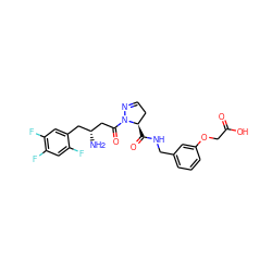 N[C@@H](CC(=O)N1N=CC[C@H]1C(=O)NCc1cccc(OCC(=O)O)c1)Cc1cc(F)c(F)cc1F ZINC000040423247