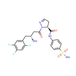 N[C@@H](CC(=O)N1N=CC[C@H]1C(=O)Nc1ccc(S(N)(=O)=O)cc1)Cc1cc(F)c(F)cc1F ZINC000040895074