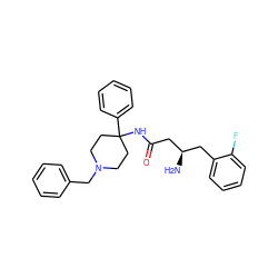 N[C@@H](CC(=O)NC1(c2ccccc2)CCN(Cc2ccccc2)CC1)Cc1ccccc1F ZINC000040896453