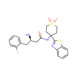 N[C@@H](CC(=O)NC1(c2nc3ccccc3s2)CCS(=O)(=O)CC1)Cc1ccccc1F ZINC000040894758