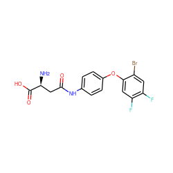 N[C@@H](CC(=O)Nc1ccc(Oc2cc(F)c(F)cc2Br)cc1)C(=O)O ZINC000013831242