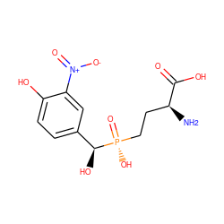 N[C@@H](CC[P@@](=O)(O)[C@@H](O)c1ccc(O)c([N+](=O)[O-])c1)C(=O)O ZINC000139076315