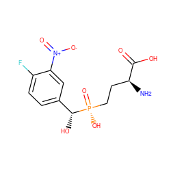 N[C@@H](CC[P@@](=O)(O)[C@H](O)c1ccc(F)c([N+](=O)[O-])c1)C(=O)O ZINC000199845382