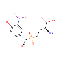 N[C@@H](CC[P@@](=O)(O)[C@H](O)c1ccc(O)c([N+](=O)[O-])c1)C(=O)O ZINC000139076199