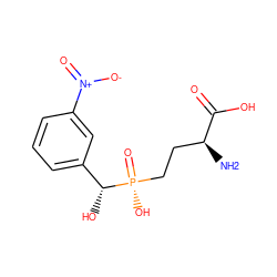 N[C@@H](CC[P@@](=O)(O)[C@H](O)c1cccc([N+](=O)[O-])c1)C(=O)O ZINC000139075933