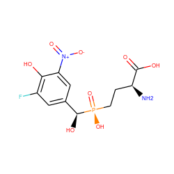 N[C@@H](CC[P@](=O)(O)[C@@H](O)c1cc(F)c(O)c([N+](=O)[O-])c1)C(=O)O ZINC001772612254