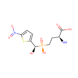 N[C@@H](CC[P@](=O)(O)[C@@H](O)c1ccc([N+](=O)[O-])s1)C(=O)O ZINC000147678098