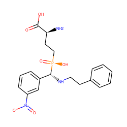 N[C@@H](CC[P@](=O)(O)[C@H](NCCc1ccccc1)c1cccc([N+](=O)[O-])c1)C(=O)O ZINC001772655209