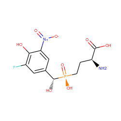 N[C@@H](CC[P@](=O)(O)[C@H](O)c1cc(F)c(O)c([N+](=O)[O-])c1)C(=O)O ZINC001772612253