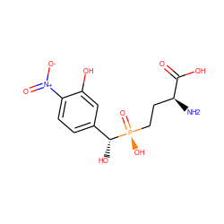 N[C@@H](CC[P@](=O)(O)[C@H](O)c1ccc([N+](=O)[O-])c(O)c1)C(=O)O ZINC001772644255