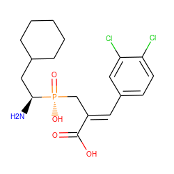 N[C@@H](CC1CCCCC1)[P@](=O)(O)C/C(=C\c1ccc(Cl)c(Cl)c1)C(=O)O ZINC000027109456