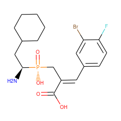 N[C@@H](CC1CCCCC1)[P@](=O)(O)C/C(=C\c1ccc(F)c(Br)c1)C(=O)O ZINC000027105891