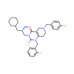 N[C@@H](CC1CCCCC1)Cn1c(=O)c2c(n(Cc3c(F)cccc3F)c1=O)CCN(Cc1ccc(Cl)cc1)C2 ZINC000029060218