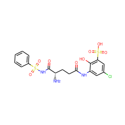 N[C@@H](CCC(=O)Nc1cc(Cl)cc(S(=O)(=O)O)c1O)C(=O)NS(=O)(=O)c1ccccc1 ZINC000199079039